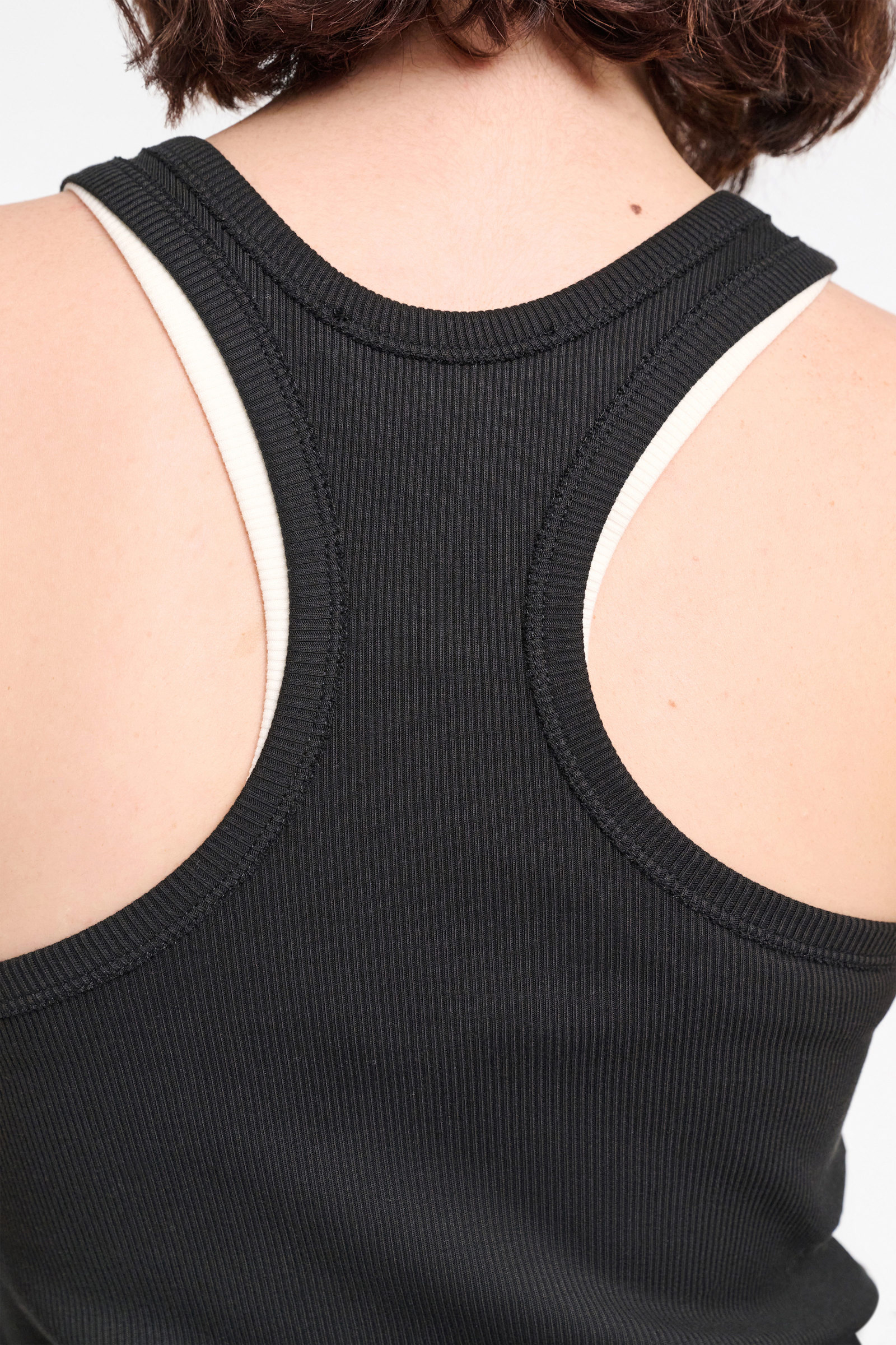 Dorothee Schumacher RIBBED COTTON RACERBACK TANK TOP pure black