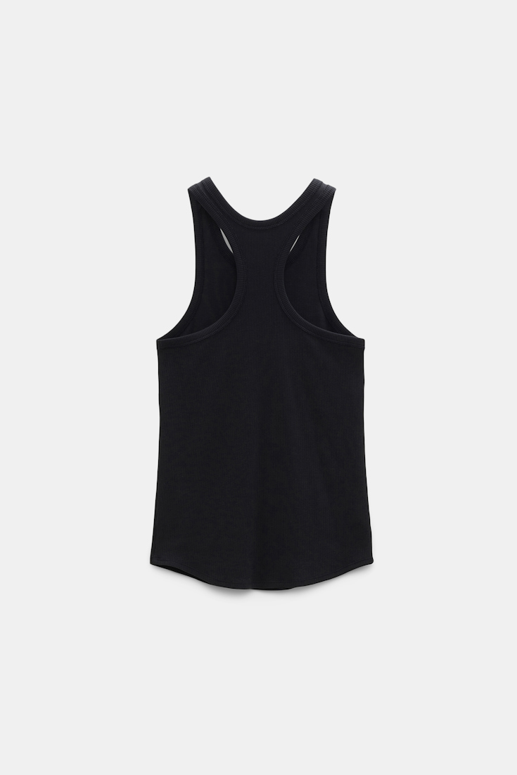 Dorothee Schumacher RIBBED COTTON RACERBACK TANK TOP pure black