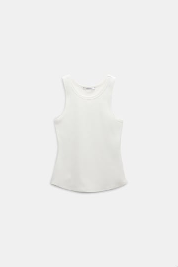 Dorothee Schumacher Ribbed cotton tank top camellia white