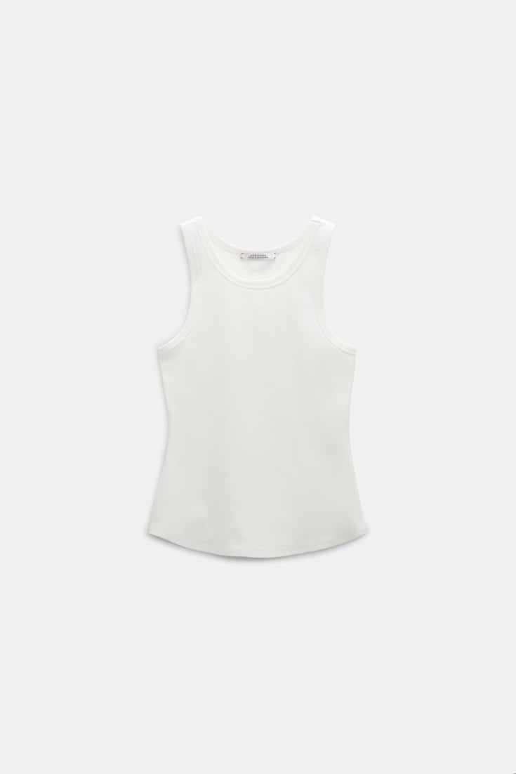 Dorothee Schumacher Ribbed cotton tank top camellia white
