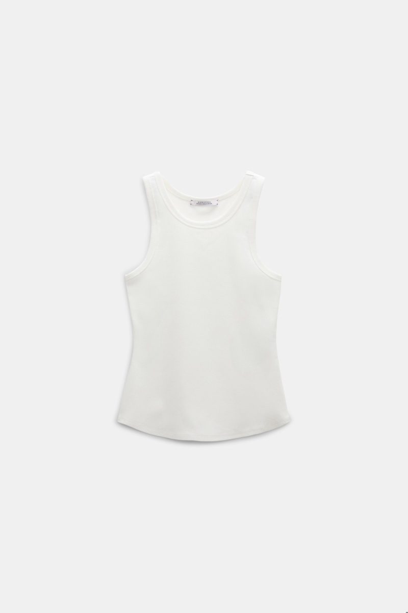 Dorothee Schumacher Women's White Ribbed Cotton Tank Top Extra Small