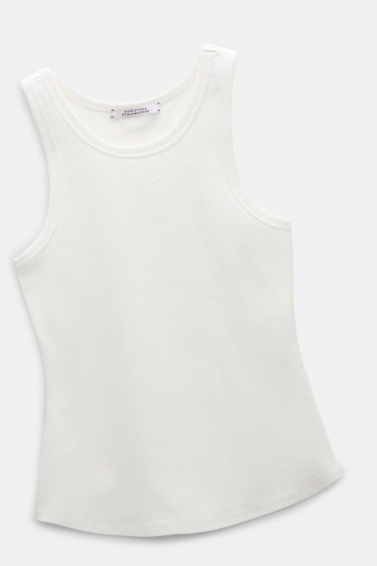 Dorothee Schumacher Ribbed cotton tank top camellia white