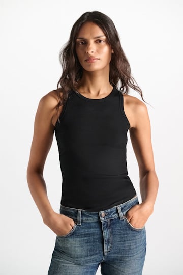 Dorothee Schumacher Ribbed cotton tank top pure black