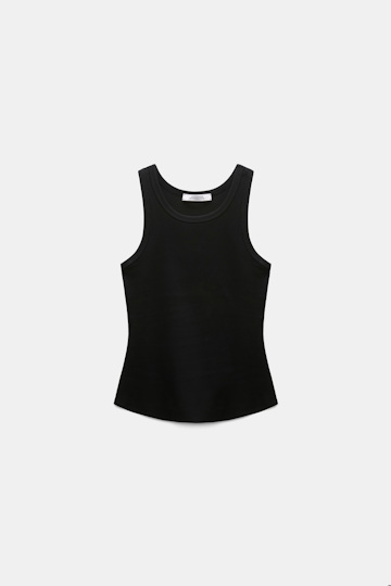 Dorothee Schumacher Ribbed cotton tank top pure black