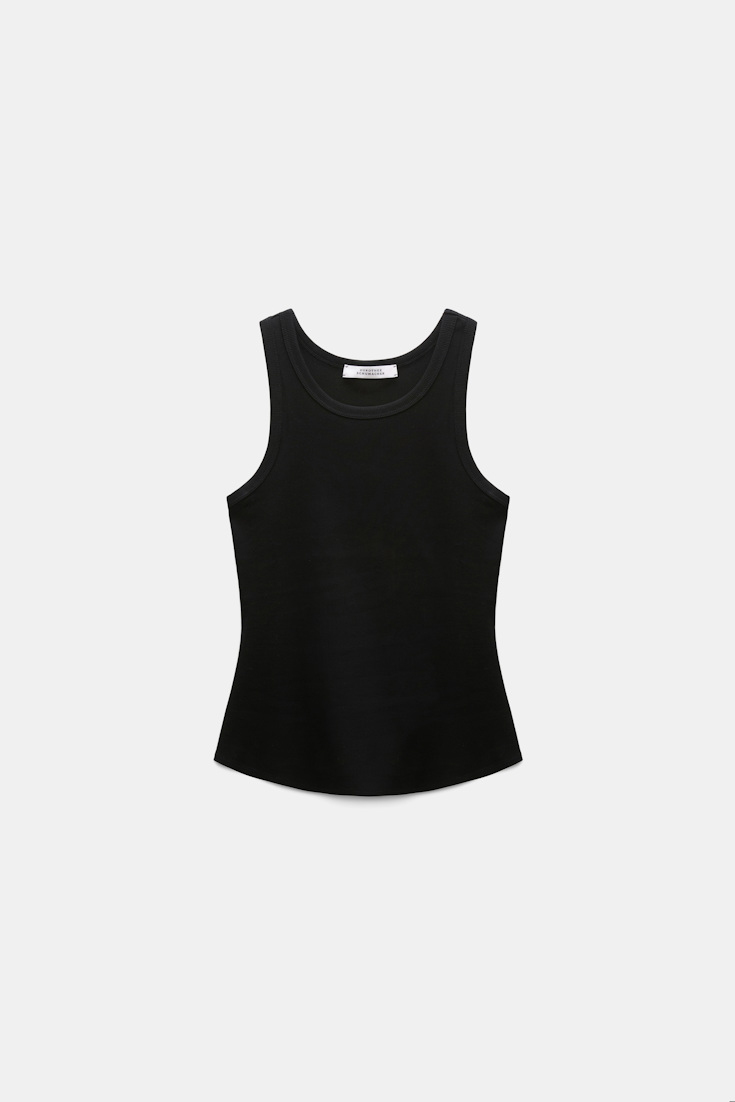 Dorothee Schumacher Ribbed cotton tank top pure black