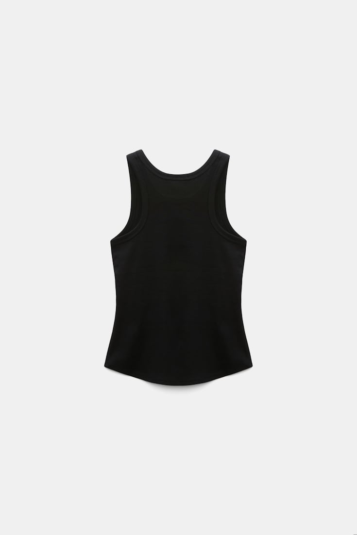 Dorothee Schumacher Ribbed cotton tank top pure black