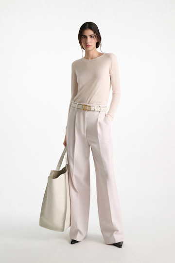 Dorothee Schumacher Wide leg pleated pants pearl sand