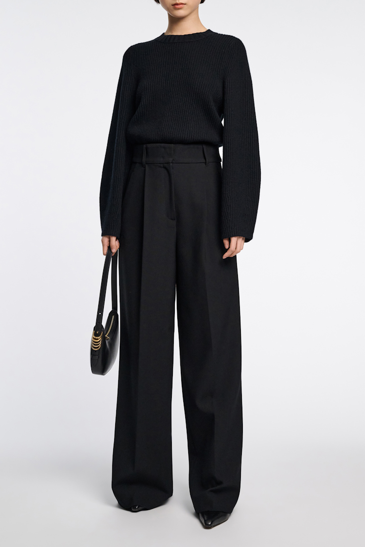 Dorothee Schumacher Wide leg pleated pants pure black
