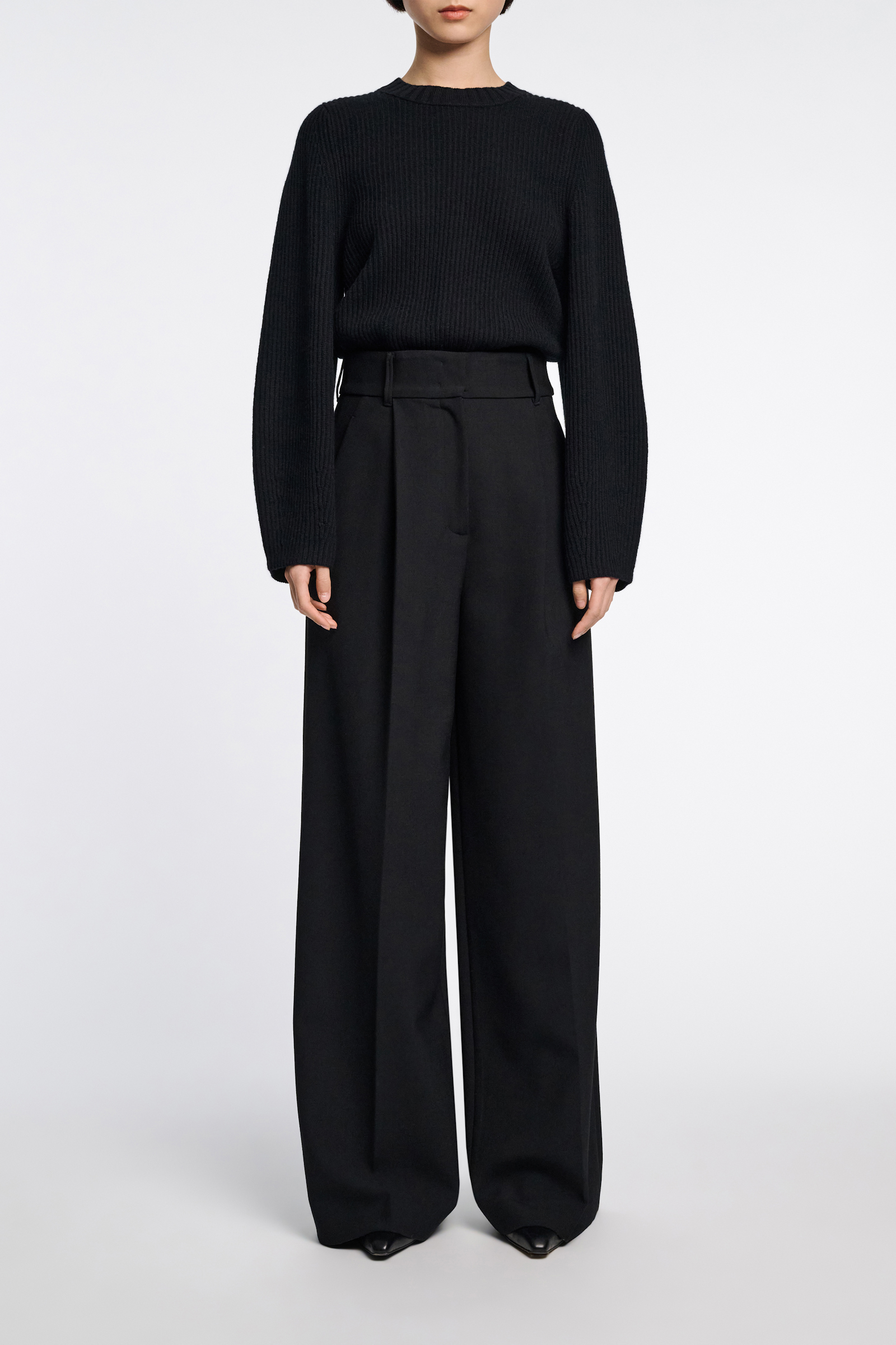 Dorothee Schumacher Wide leg pleated pants pure black