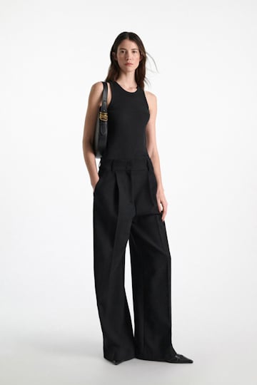 Dorothee Schumacher Wide leg pleated pants pure black