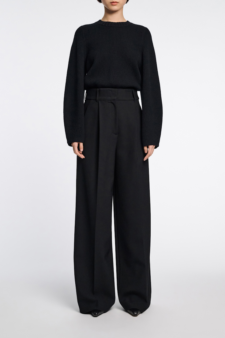 Dorothee Schumacher Wide leg pleated pants pure black