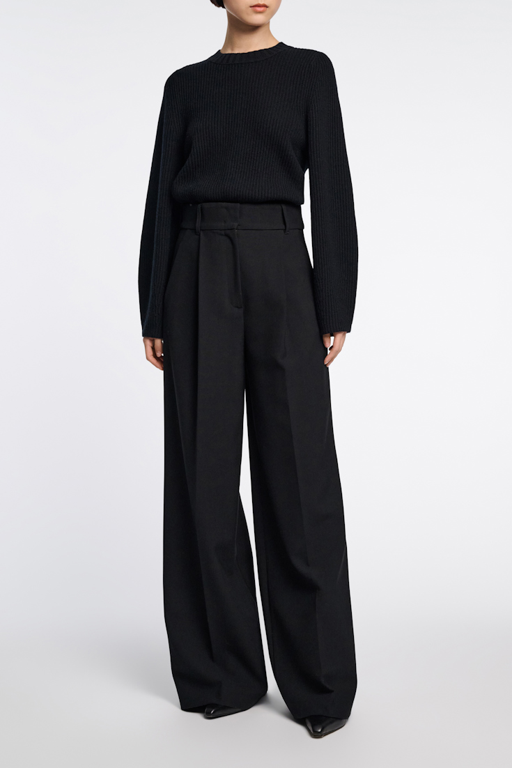 Dorothee Schumacher Wide leg pleated pants pure black