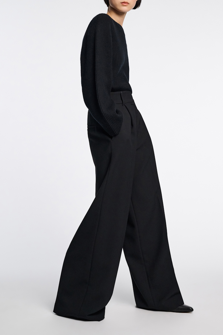 Dorothee Schumacher Wide leg pleated pants pure black