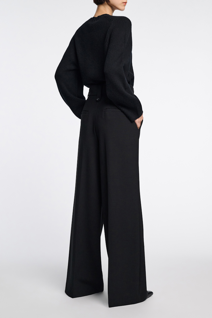 Dorothee Schumacher Wide leg pleated pants pure black