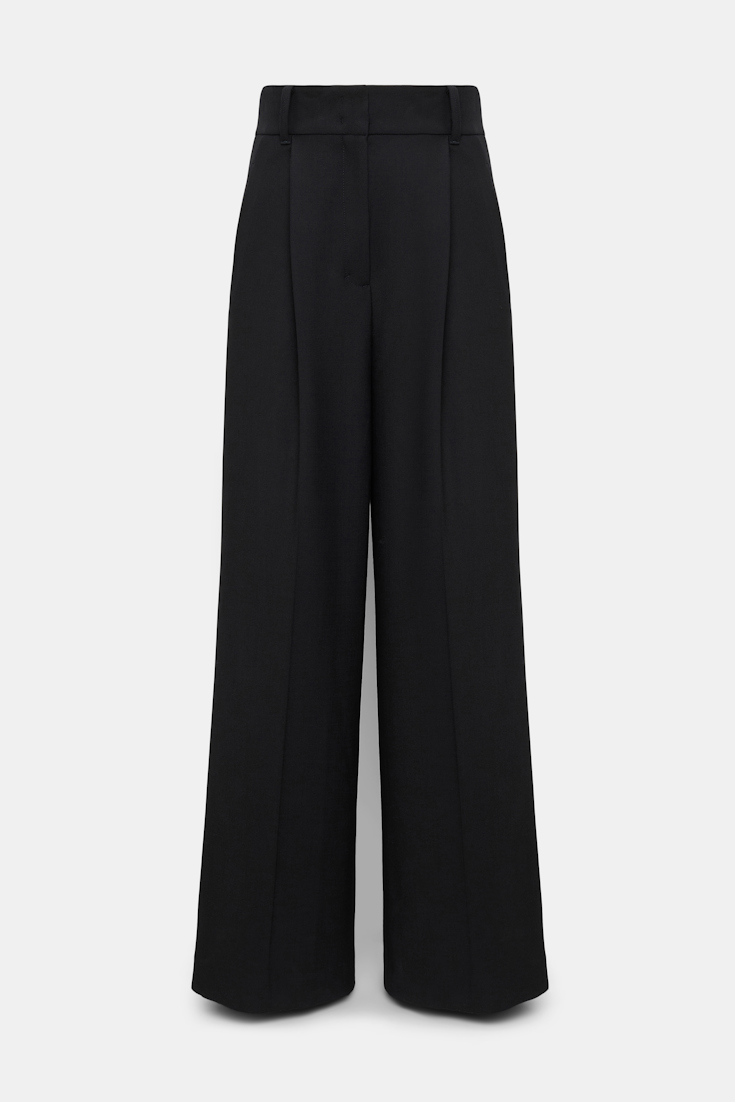 Dorothee Schumacher Wide leg pleated pants pure black