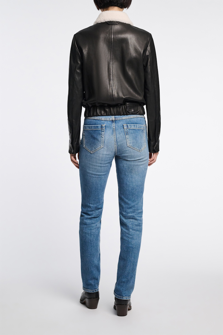 Dorothee Schumacher Lederjacke mit Lammfellkragen pure black
