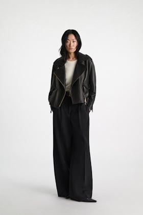 Dorothee Schumacher Nappa leather biker jacket pure black