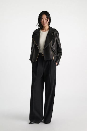 Dorothee Schumacher Nappa leather biker jacket pure black