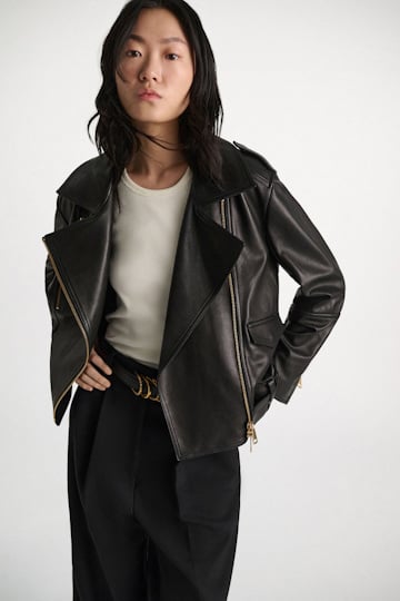 Dorothee Schumacher Nappa leather biker jacket pure black
