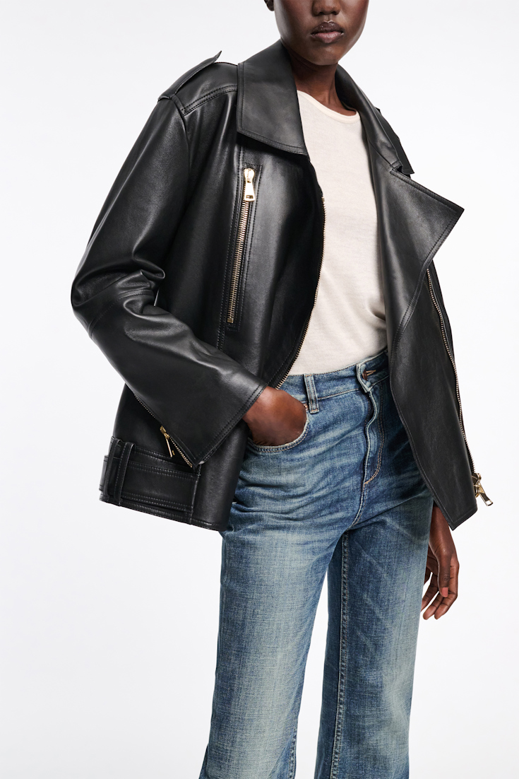 Dorothee Schumacher Nappa leather biker jacket pure black