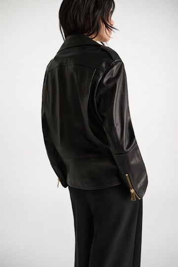 Dorothee Schumacher Nappa leather biker jacket pure black