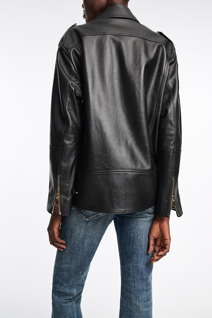 Dorothee Schumacher Nappa leather biker jacket pure black