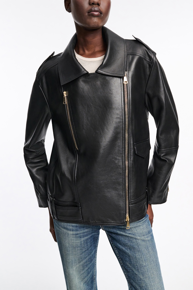 Dorothee Schumacher Nappa leather biker jacket pure black