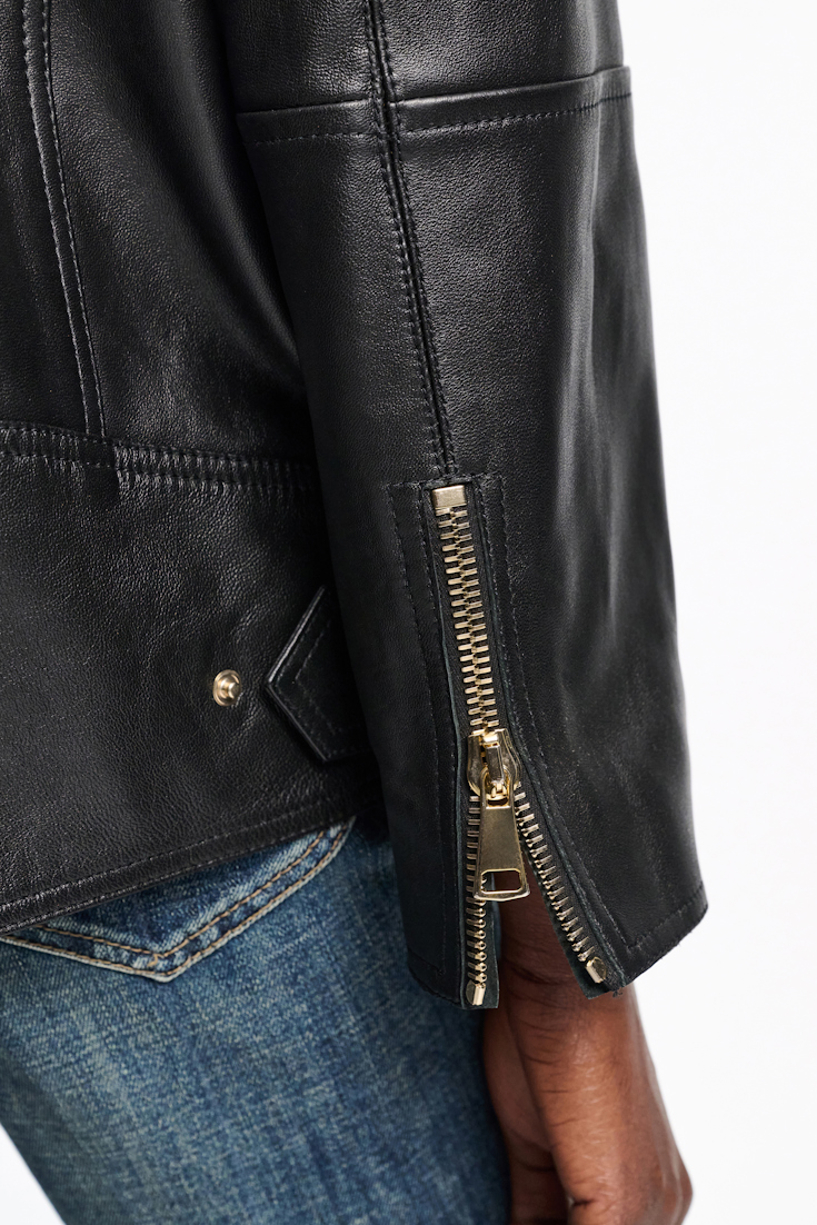 Dorothee Schumacher Nappa leather biker jacket pure black