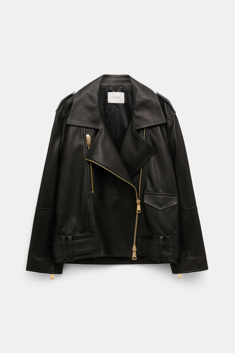 Dorothee Schumacher Nappa Leather Biker Jacket In Black