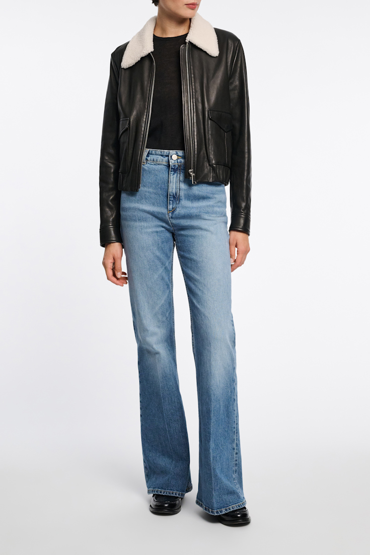 Dorothee Schumacher Stone wash indigo blue flared jeans denim blue