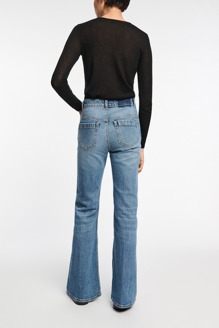 Dorothee Schumacher Stone wash indigo blue flared jeans denim blue