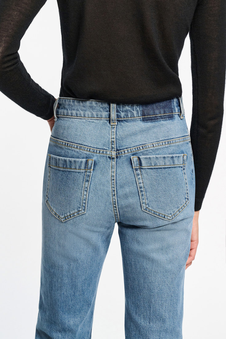 Dorothee Schumacher Stone wash indigo blue flared jeans denim blue