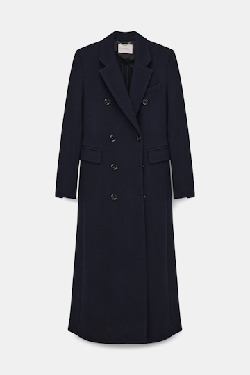 Dorothee Schumacher DOUBLE-BREASTED COAT IN STRETCH WOOL dark navy