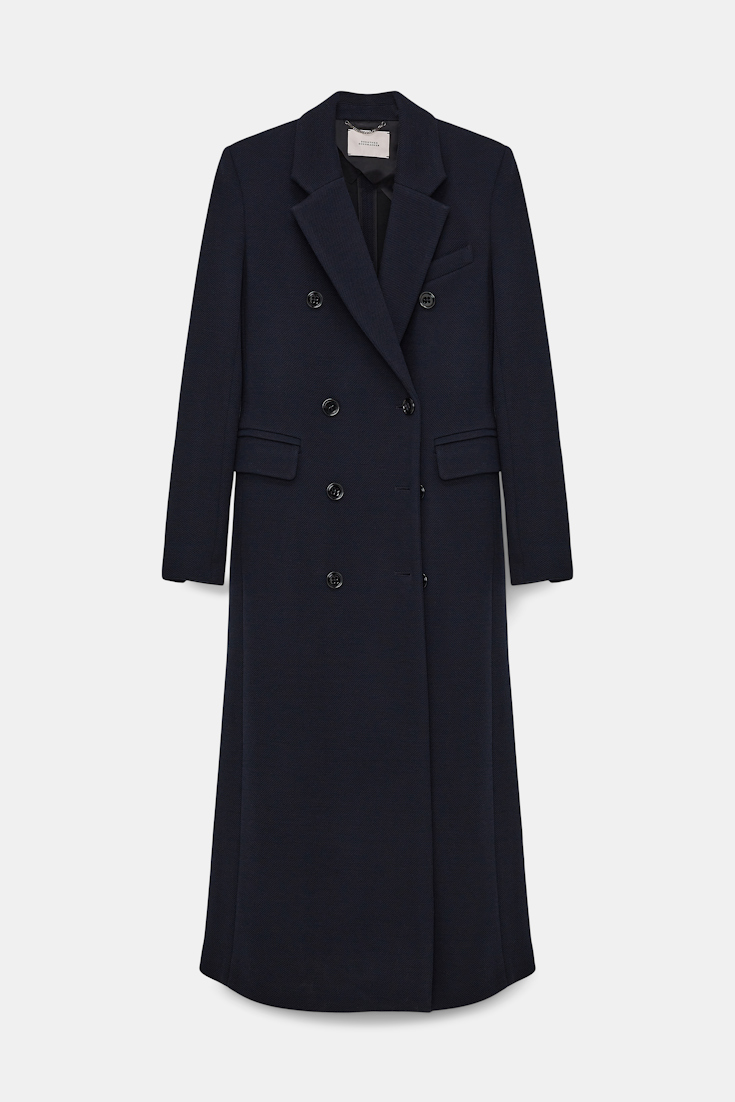 Dorothee Schumacher DOUBLE-BREASTED COAT IN STRETCH WOOL dark navy