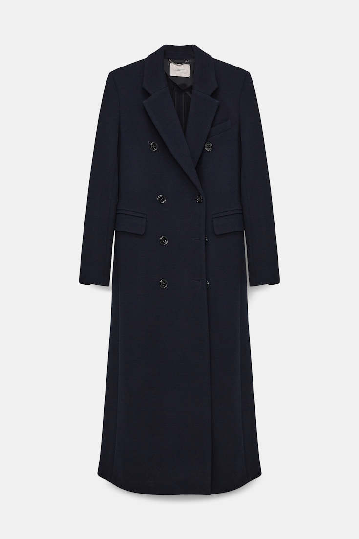 Dorothee Schumacher DOUBLE-BREASTED COAT IN STRETCH WOOL dark navy