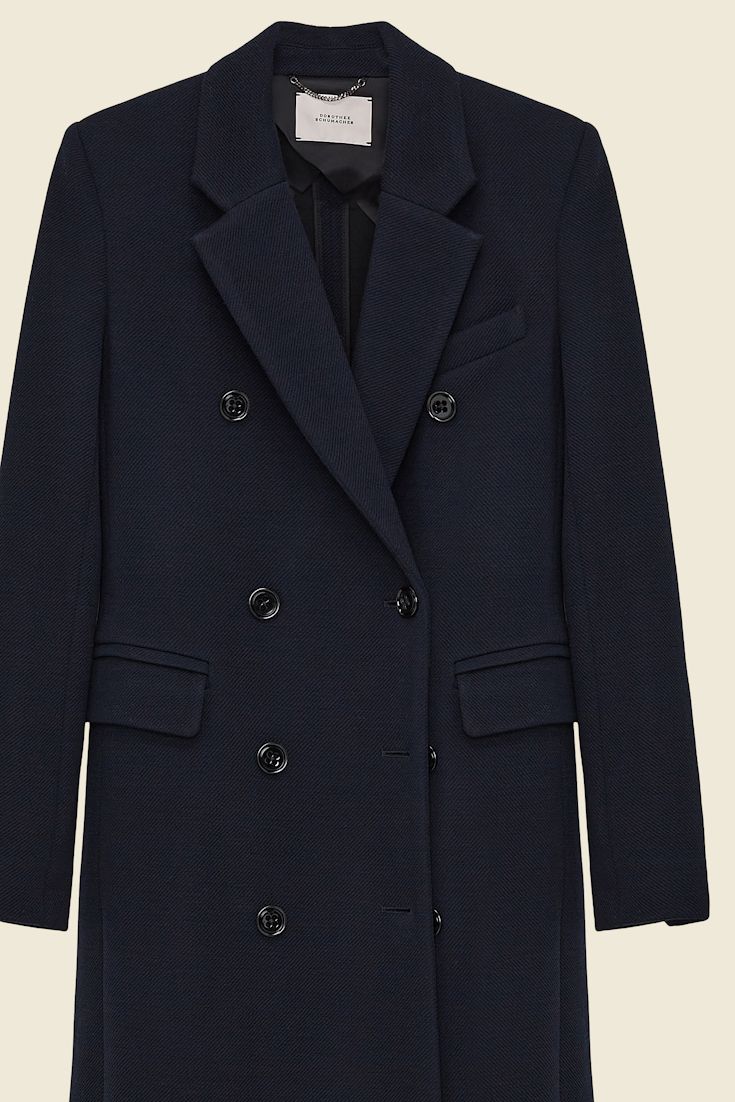 Dorothee Schumacher DOUBLE-BREASTED COAT IN STRETCH WOOL dark navy