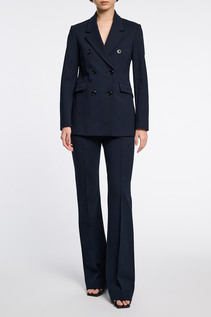 Dorothee Schumacher Double-breasted blazer in Punto Milano dark navy