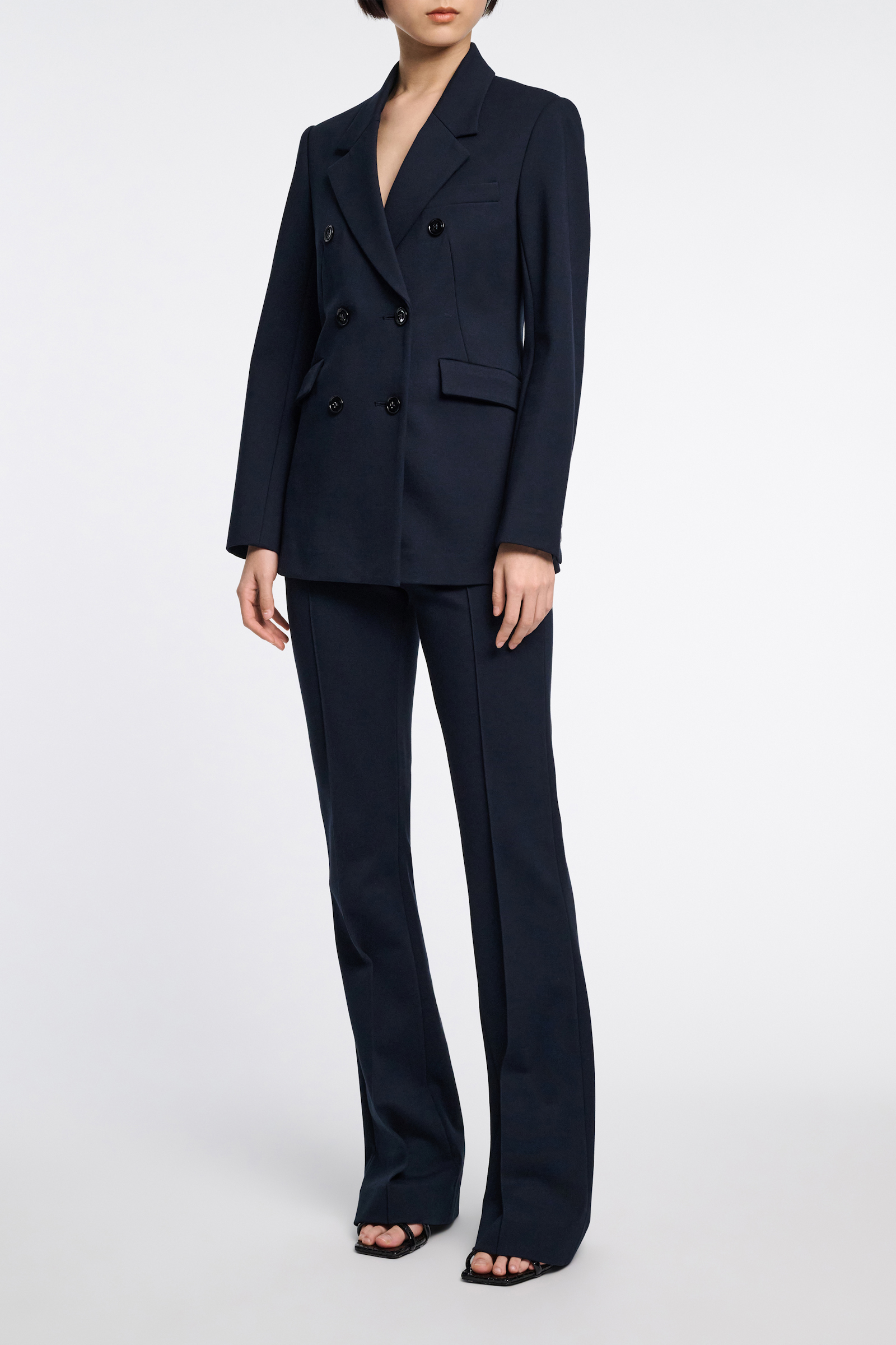 Dorothee Schumacher DOUBLE-BREASTED BLAZER IN PUNTO MILANO dark navy