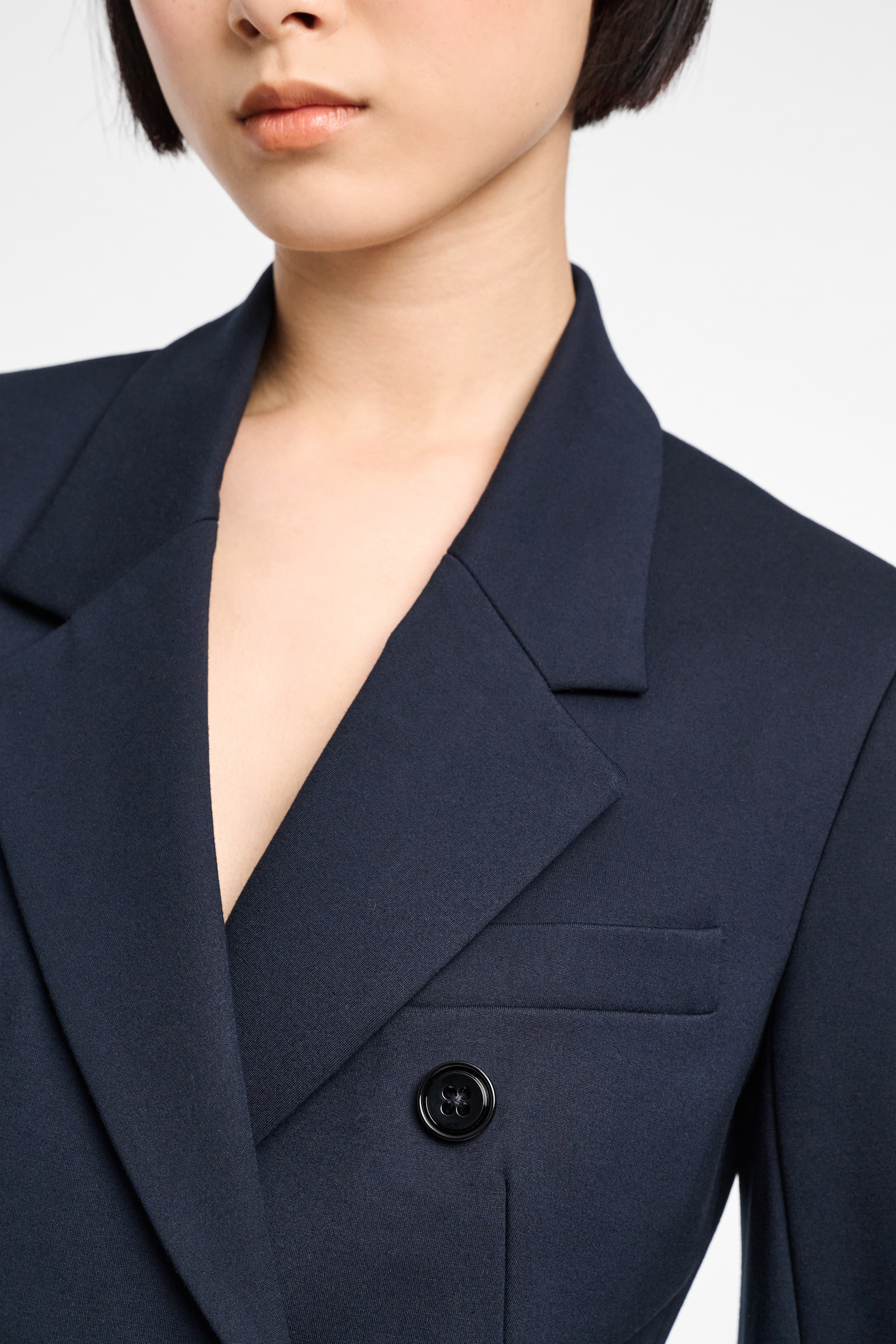 Dorothee Schumacher Double-breasted blazer in Punto Milano dark navy