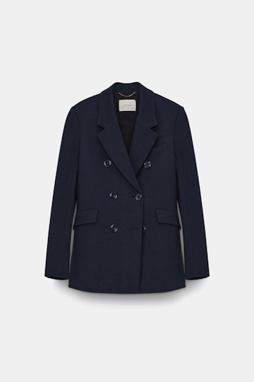 Dorothee Schumacher Doppelreihiger Blazer aus Punto Milano dark navy
