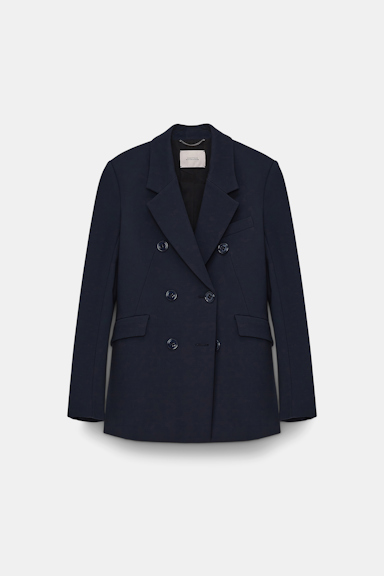 Dorothee Schumacher DOUBLE-BREASTED BLAZER IN PUNTO MILANO dark navy