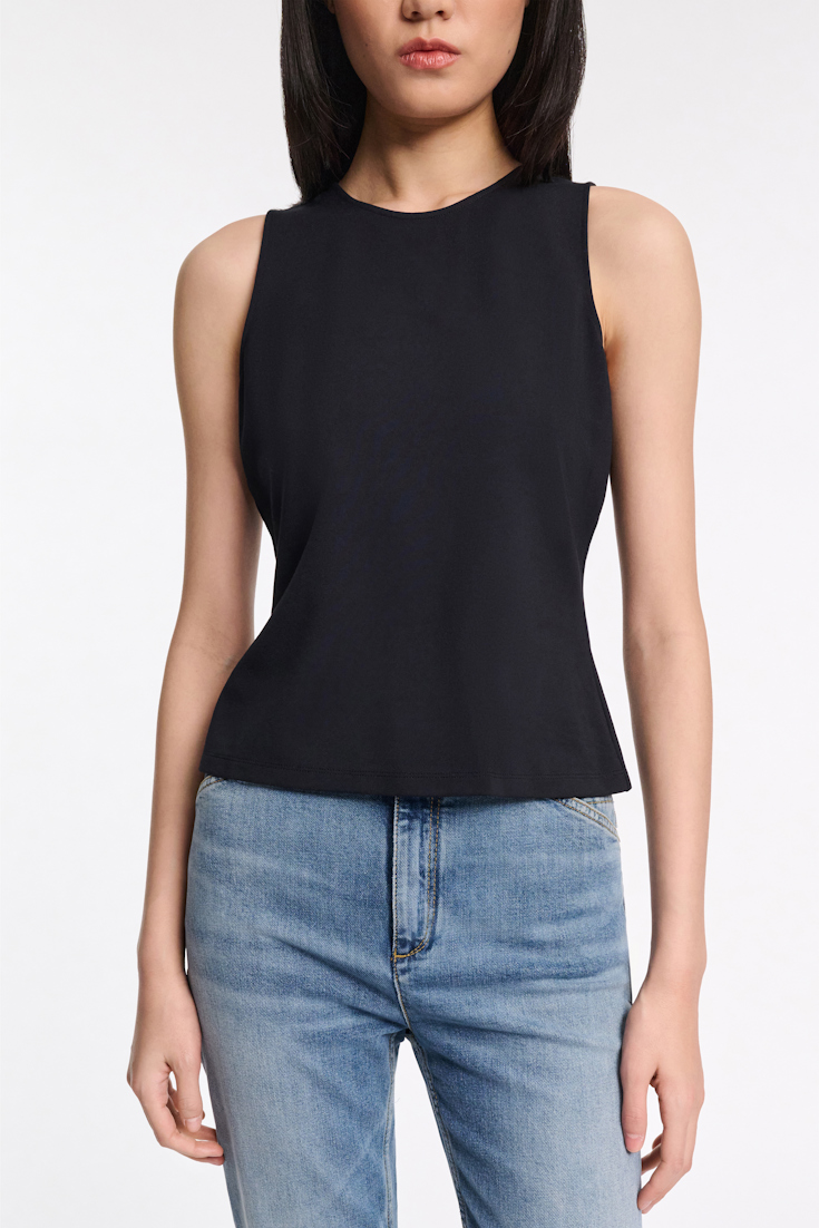 Dorothee Schumacher Racerback tank top in lightweight Punto Milano dark navy