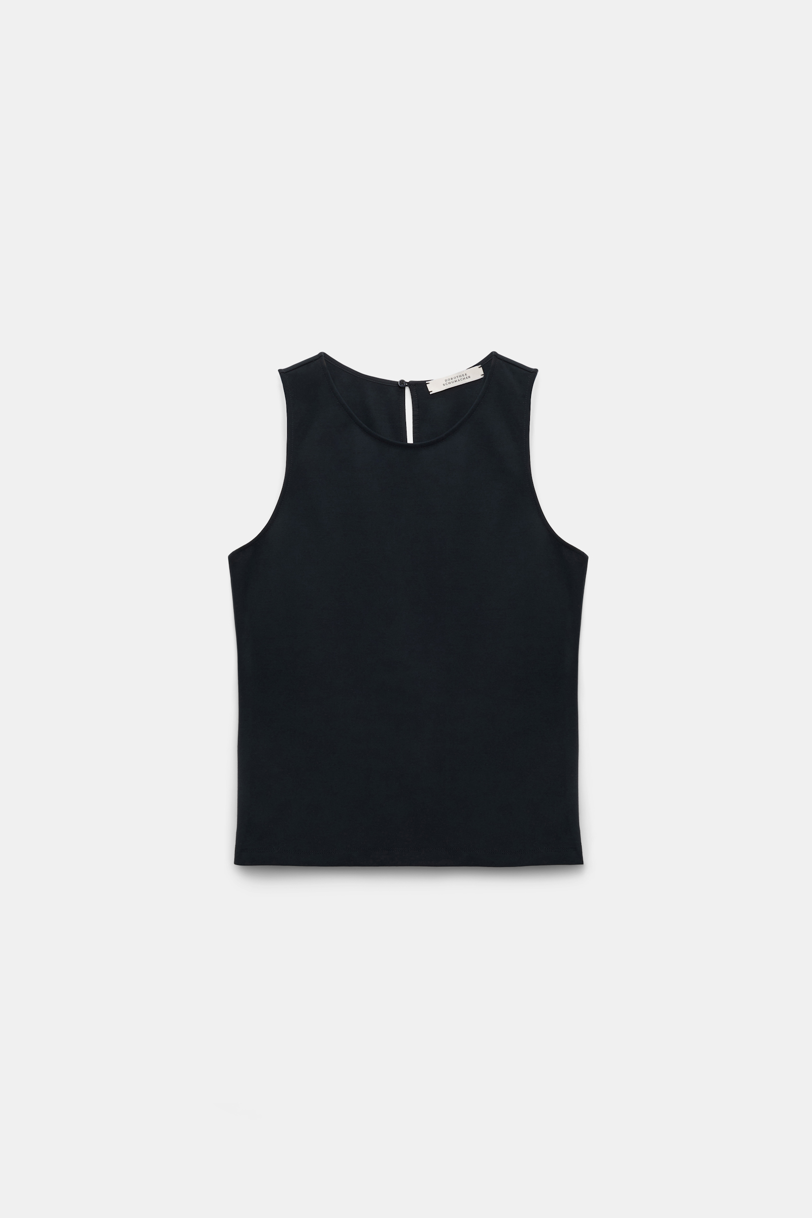 Dorothee Schumacher Racerback tank top in lightweight Punto Milano dark navy