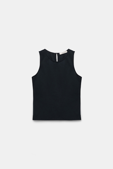 Dorothee Schumacher Racerback tank top in lightweight Punto Milano dark navy