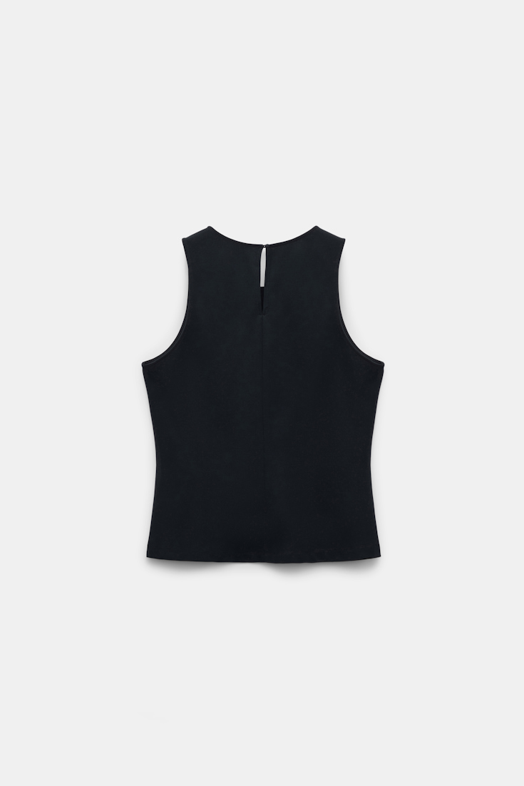 Dorothee Schumacher Racerback tank top in lightweight Punto Milano dark navy