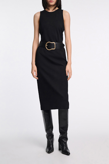 Dorothee Schumacher Racerback tank top in lightweight Punto Milano pure black