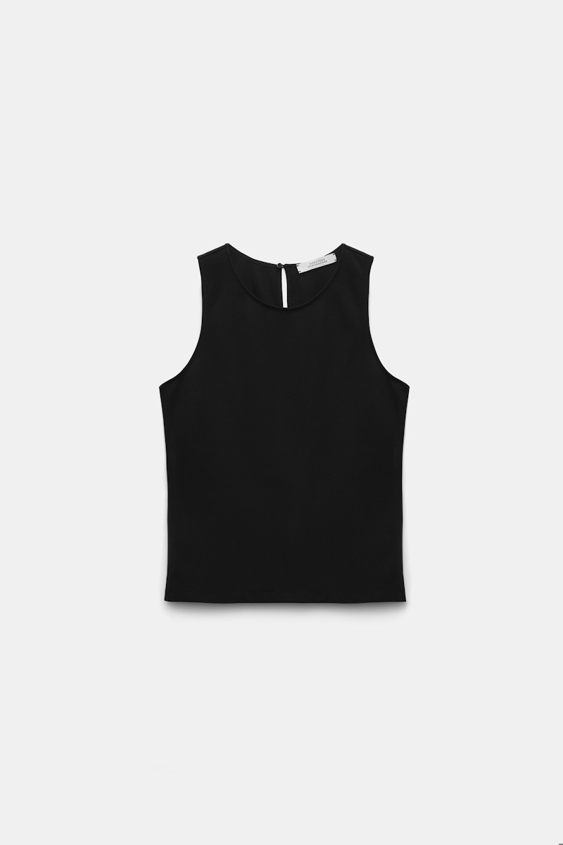 Dorothee Schumacher Women's Black Racerback Tank Top In Lightweight Punto Milano Small