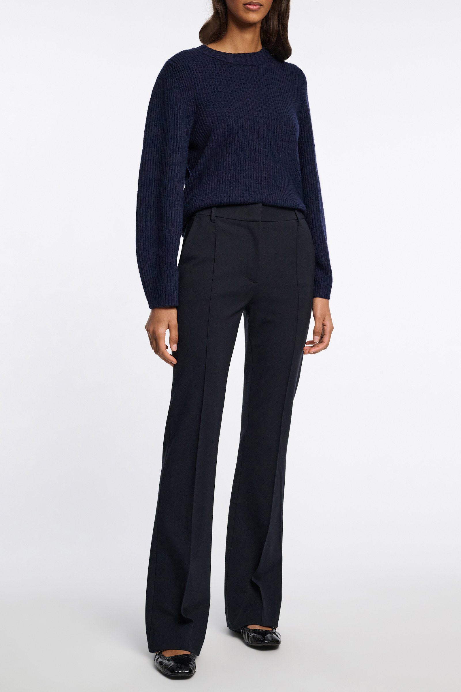 Dorothee Schumacher FLARED PANTS IN PUNTO MILANO dark navy