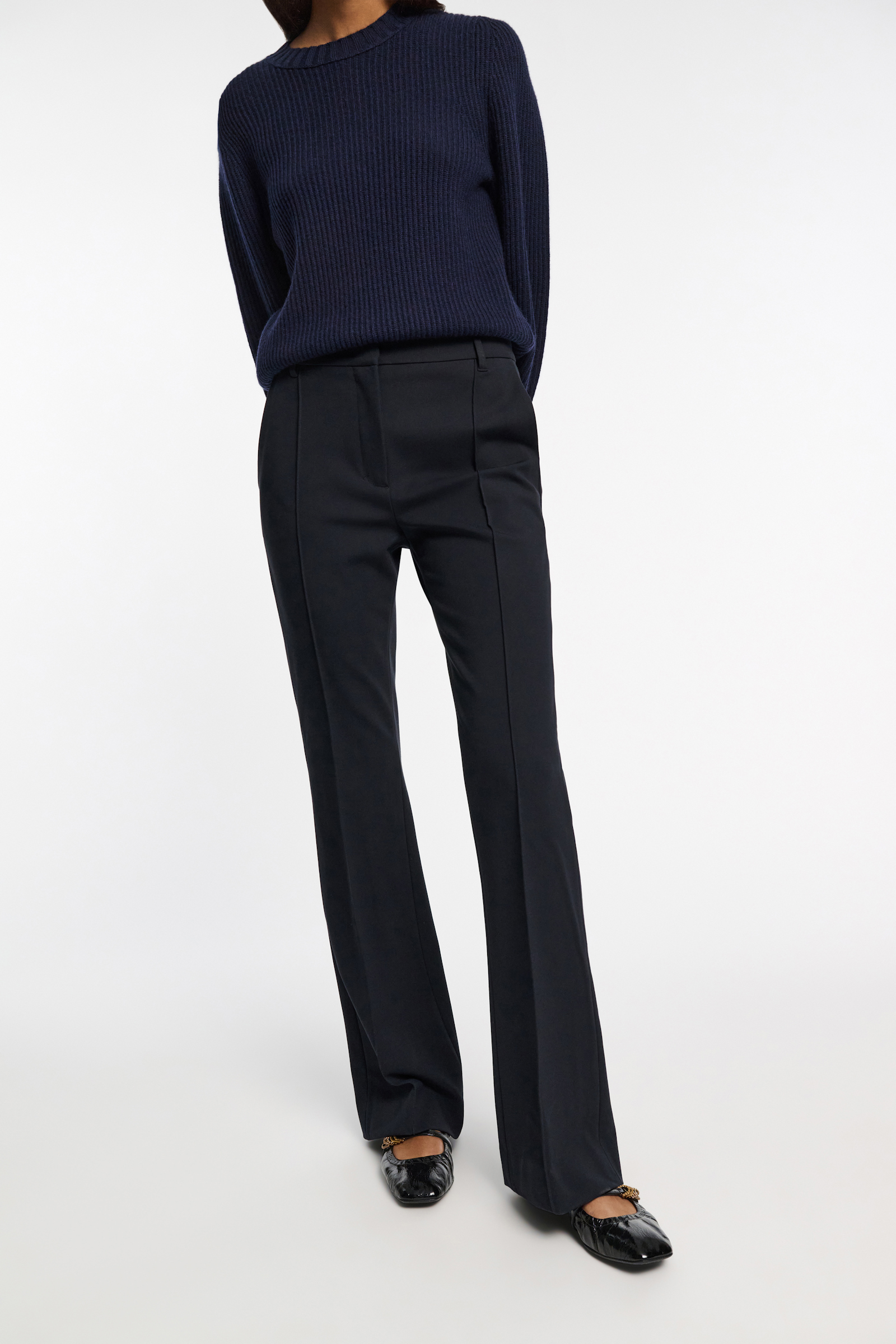 Dorothee Schumacher FLARED PANTS IN PUNTO MILANO dark navy