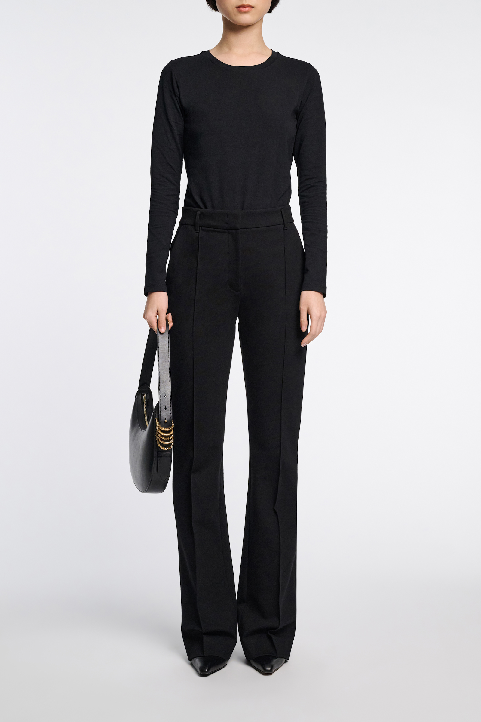 Dorothee Schumacher FLARED PANTS IN PUNTO MILANO pure black